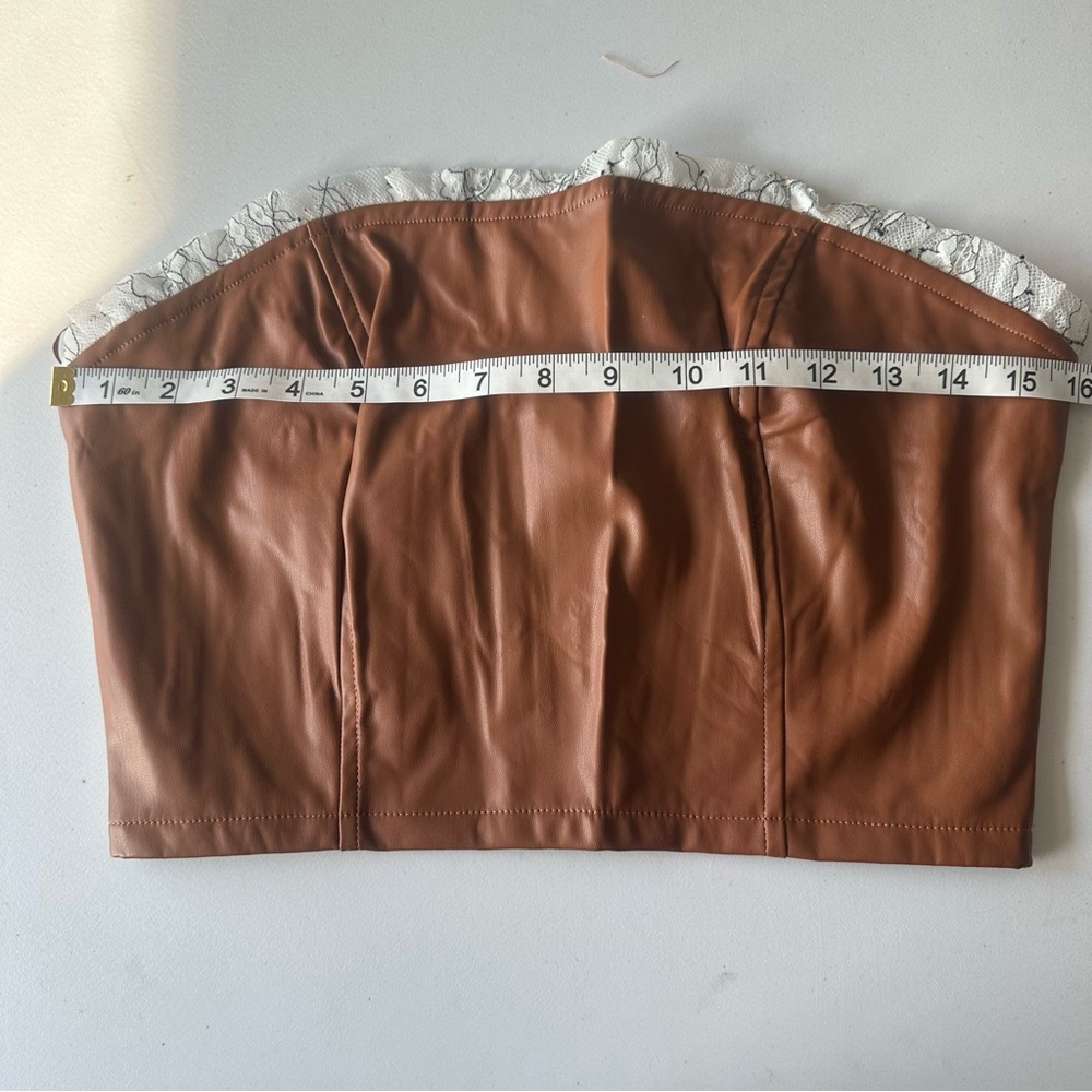 Idem Ditto Faux Leather Strapless‎ Top NWT Brown Corset Style Size M - Picture 6 of 9